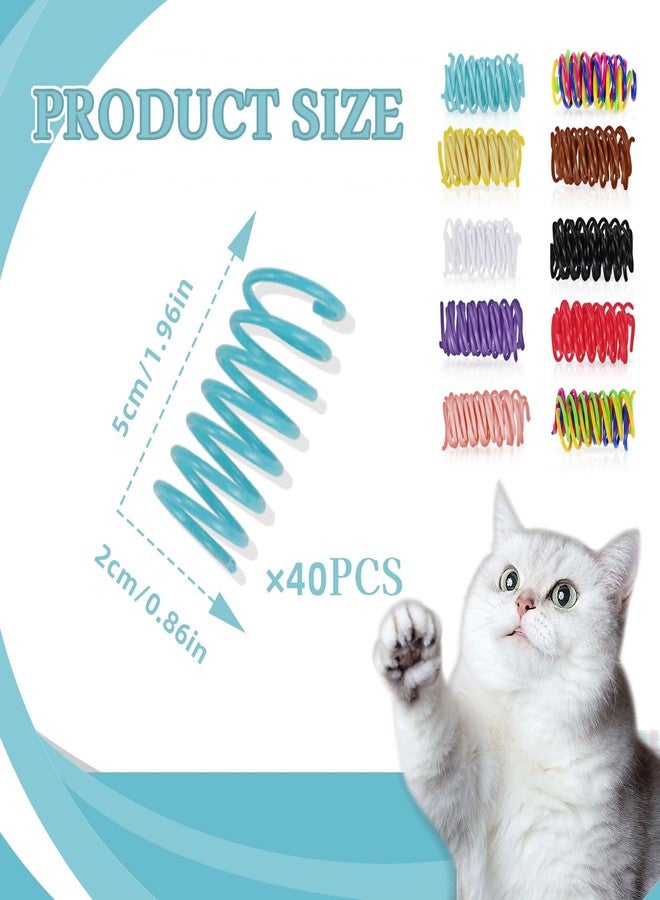 Andiker 40pcs Cat Spring Toys, Colorful Plastic Cat Spiral Toy to Release Energy and Keep Fit Bounce with a Storage Box Interactive Cat Toy for Swatting, Biting, Hunting Kitten Toys - Image 2